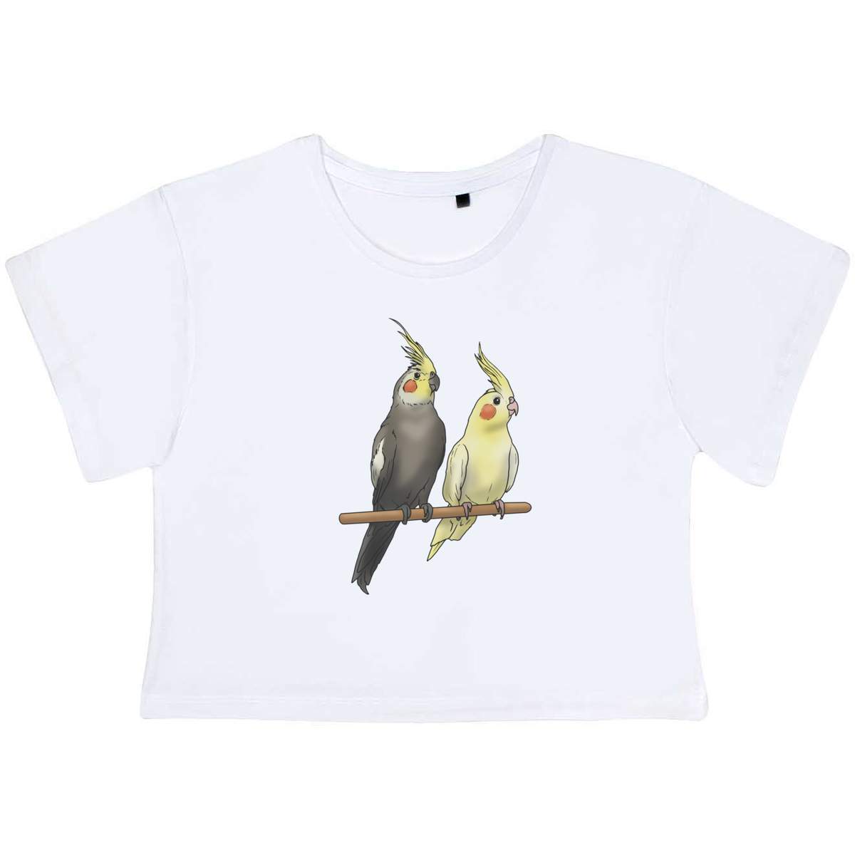 'Perched Cockatiels' Women's Cotton Crop Tops (CO035515)