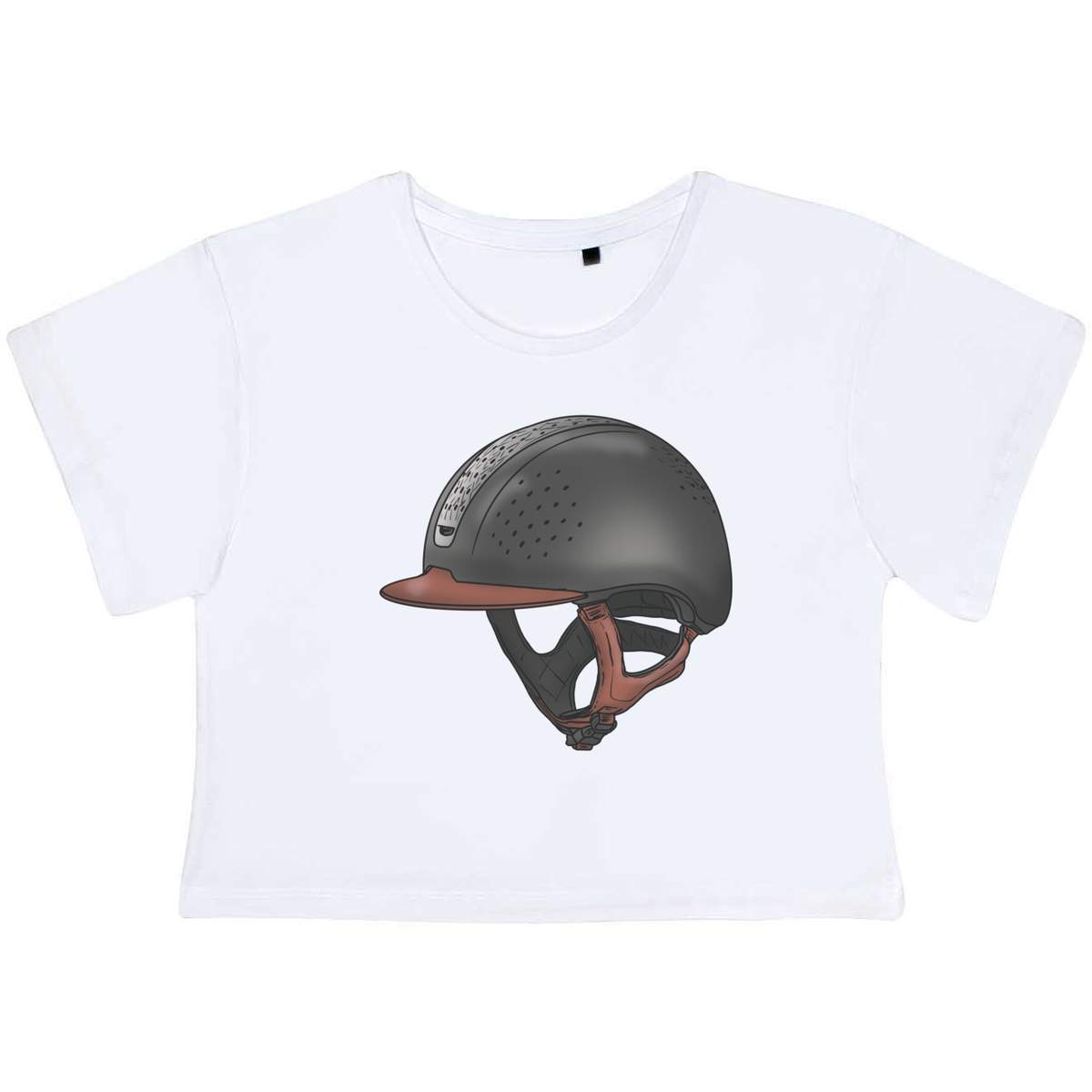 'Horse Riding Helmet' Women's Cotton Crop Tops (CO035586)