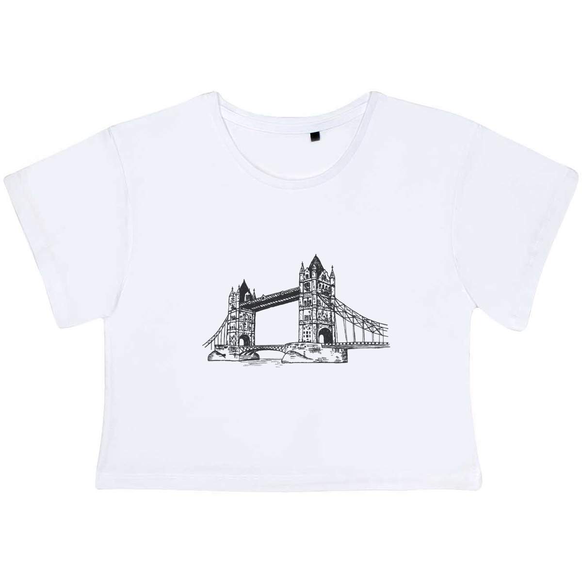 'Tower Bridge' Women's Cotton Crop Tops (CO035881)