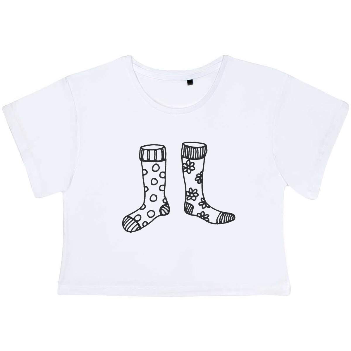 'Odd Socks' Women's Cotton Crop Tops (CO037324)
