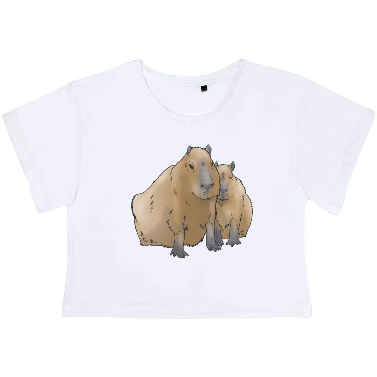 'Cuddling Capybaras' Women's Cotton Crop Tops (CO037351)