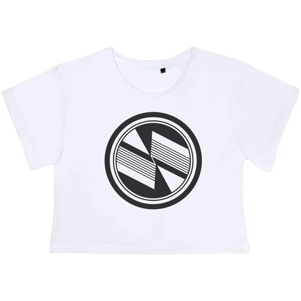 'Art Deco Circle' Women's Cotton Crop Tops (CO037534)