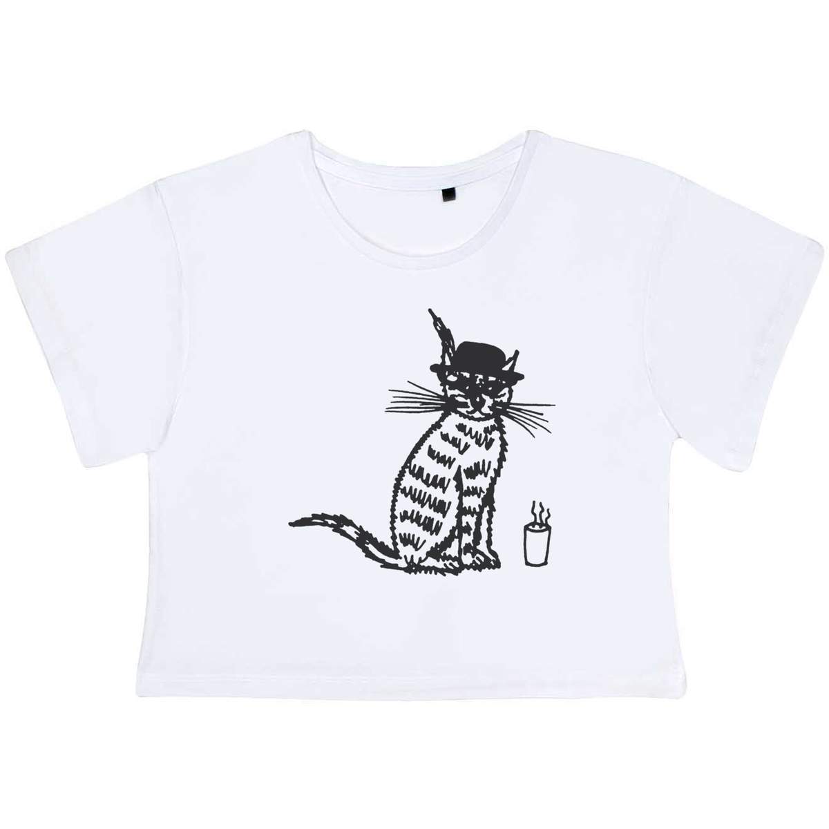 'Cool Cat' Women's Cotton Crop Tops (CO038181)