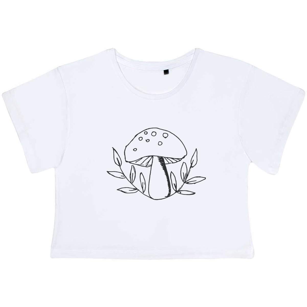 'Mushroom & Leaves' Women's Cotton Crop Tops (CO038295)
