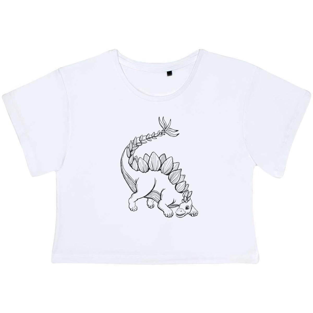 'Cartoon Stegosaurus Dinosaur' Women's Cotton Crop Tops (CO039126)