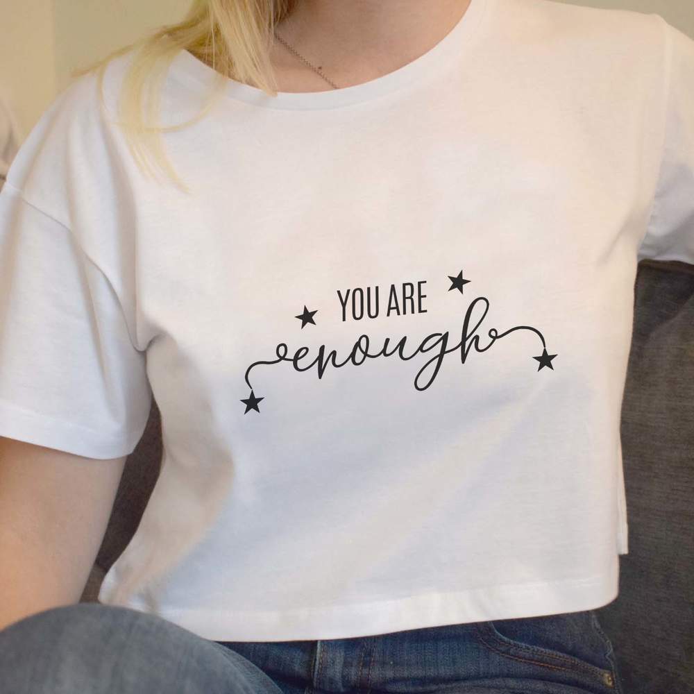 "You are enough" Damen Baumwoll Crop Tops (CO040733) - Bild 10 von 30