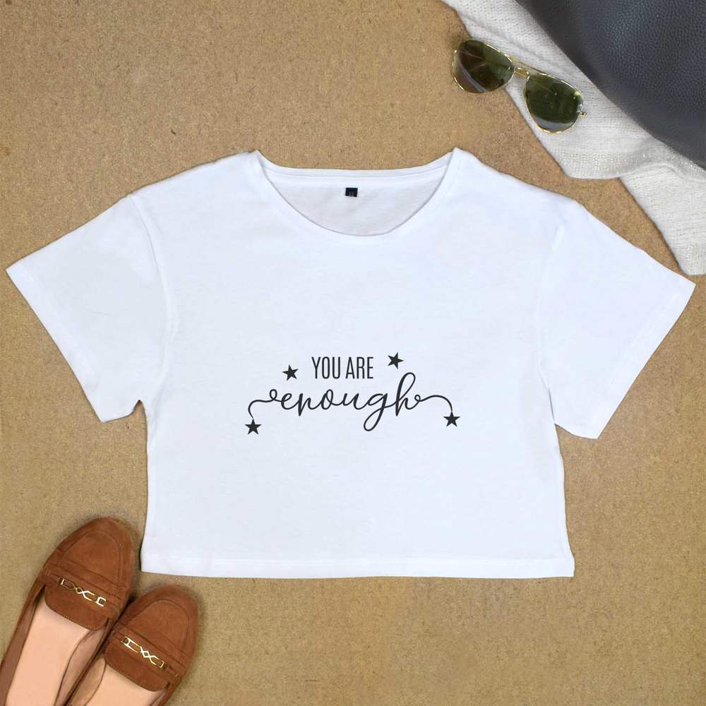 "You are enough" Damen Baumwoll Crop Tops (CO040733) - Bild 12 von 30