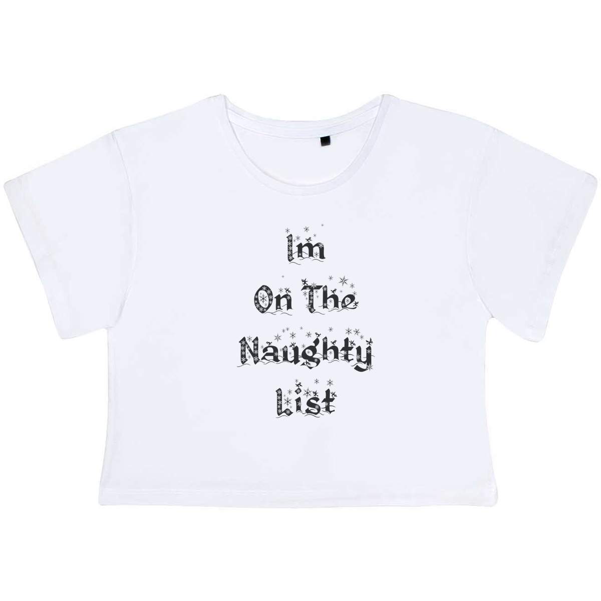 'Im On The Naughty List' Women's Cotton Crop Tops (CO042214)