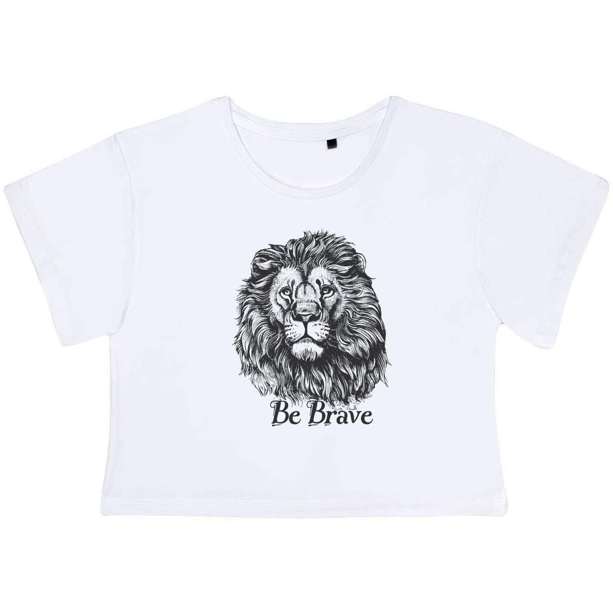 'Be Brave with Lion' Women's Cotton Crop Tops (CO045737)