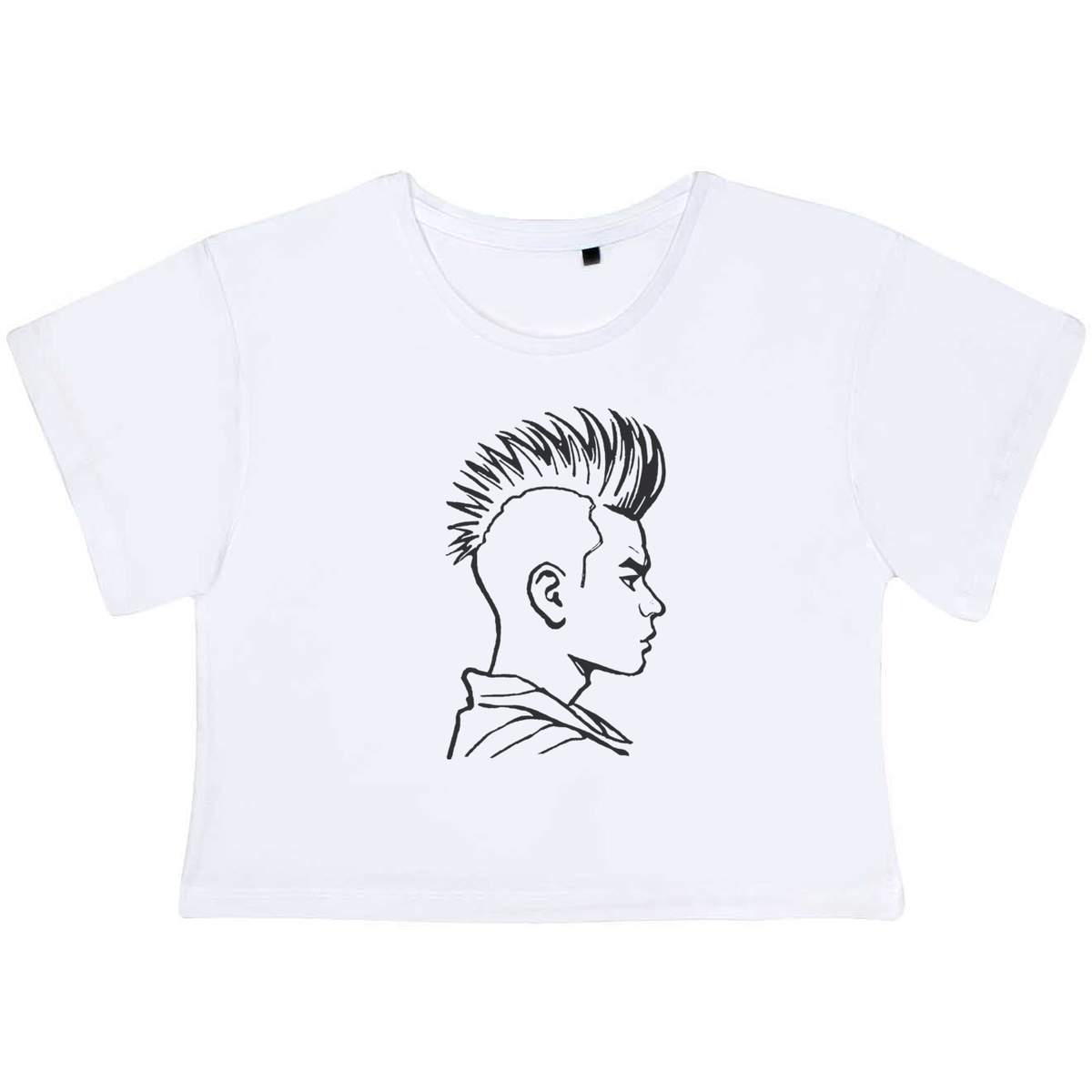 'Mohawk Hairstyle' Women's Cotton Crop Tops (CO046096)