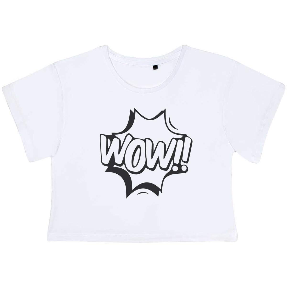 'Wow Comic Action Bubble' Women's Cotton Crop Tops (CO046893)