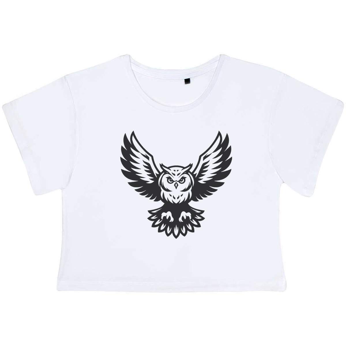 'Flying Owl' Women's Cotton Crop Tops (CO047060)