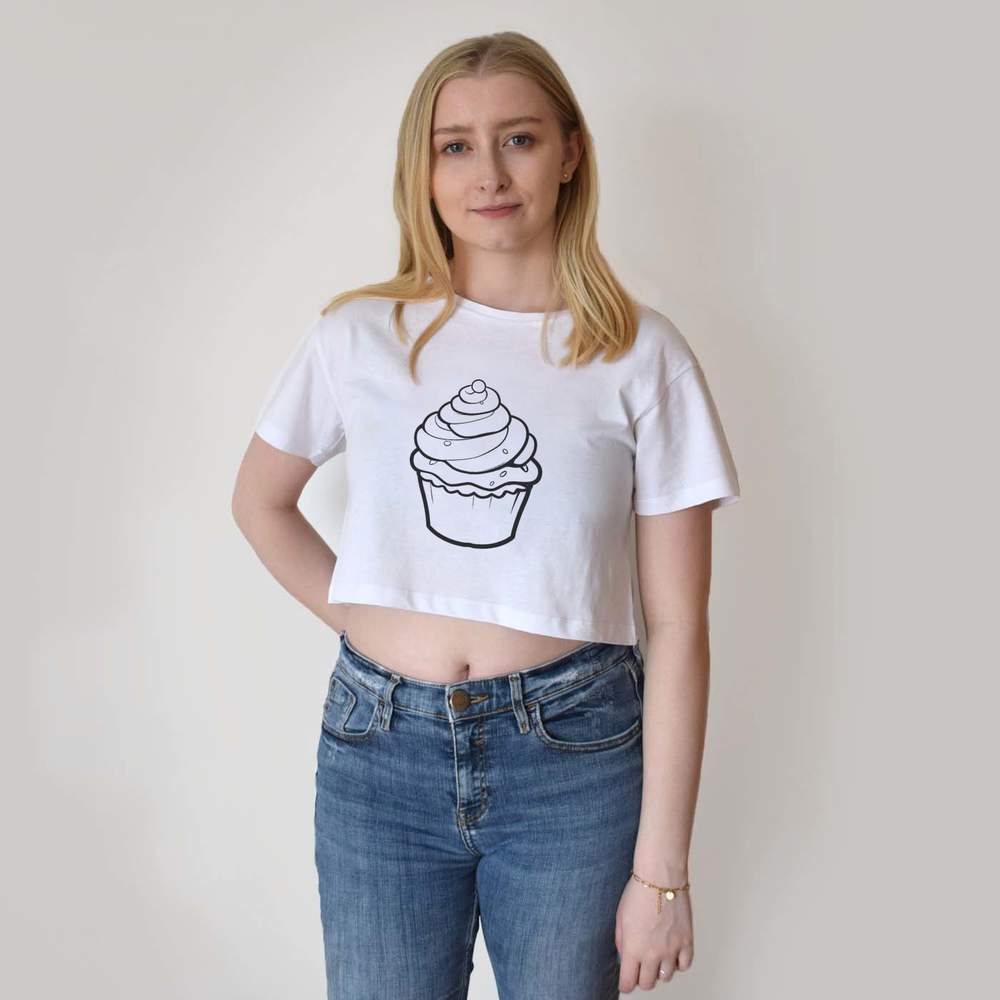 "Cupcake with Sprinkles" Damen Baumwolle Crop Tops (CO047197) - Bild 8 von 30