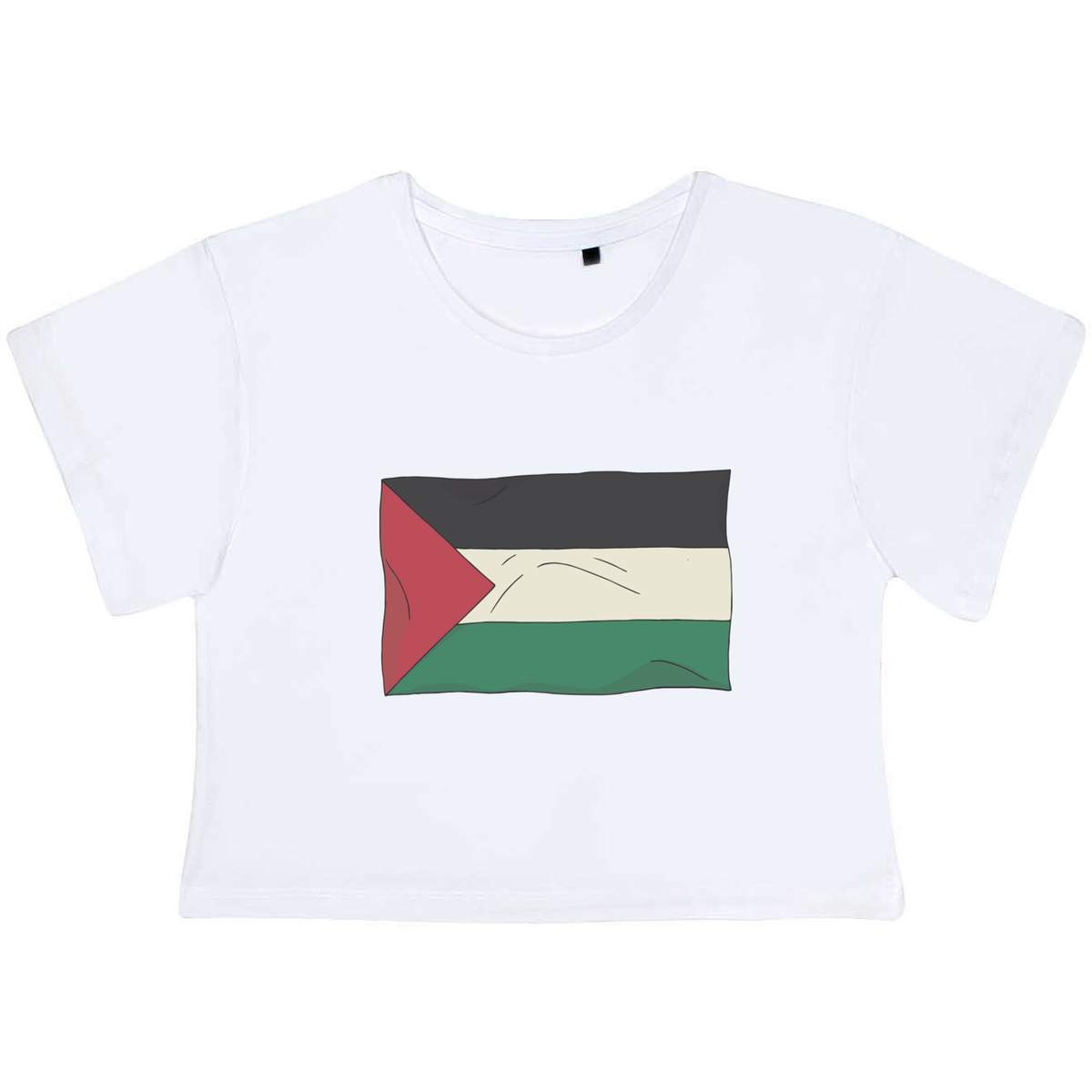 'Palestine Flag' Women's Cotton Crop Tops (CO047332)