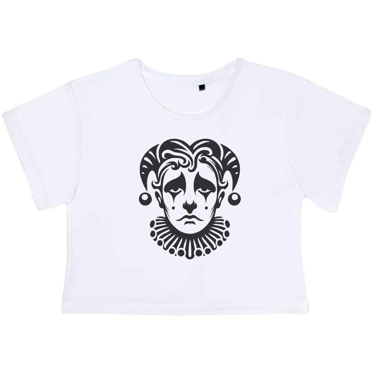 'Pierrot Face' Women's Cotton Crop Tops (CO047955)