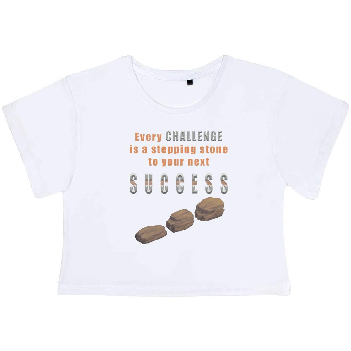 'Journey of Stepping Stones' Women's Cotton Crop Tops (CO048539)