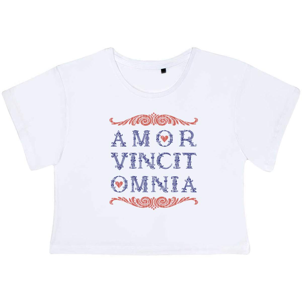 'Amor Vincit Omnia' Women's Cotton Crop Tops (CO048561)