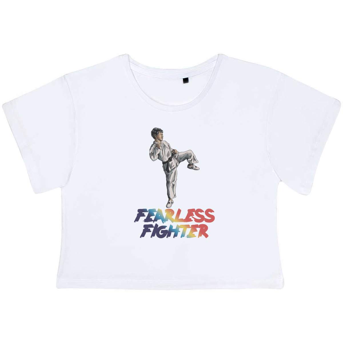 'Martial Mastery, Fearless Fighter' Women's Cotton Crop Tops (CO049043)