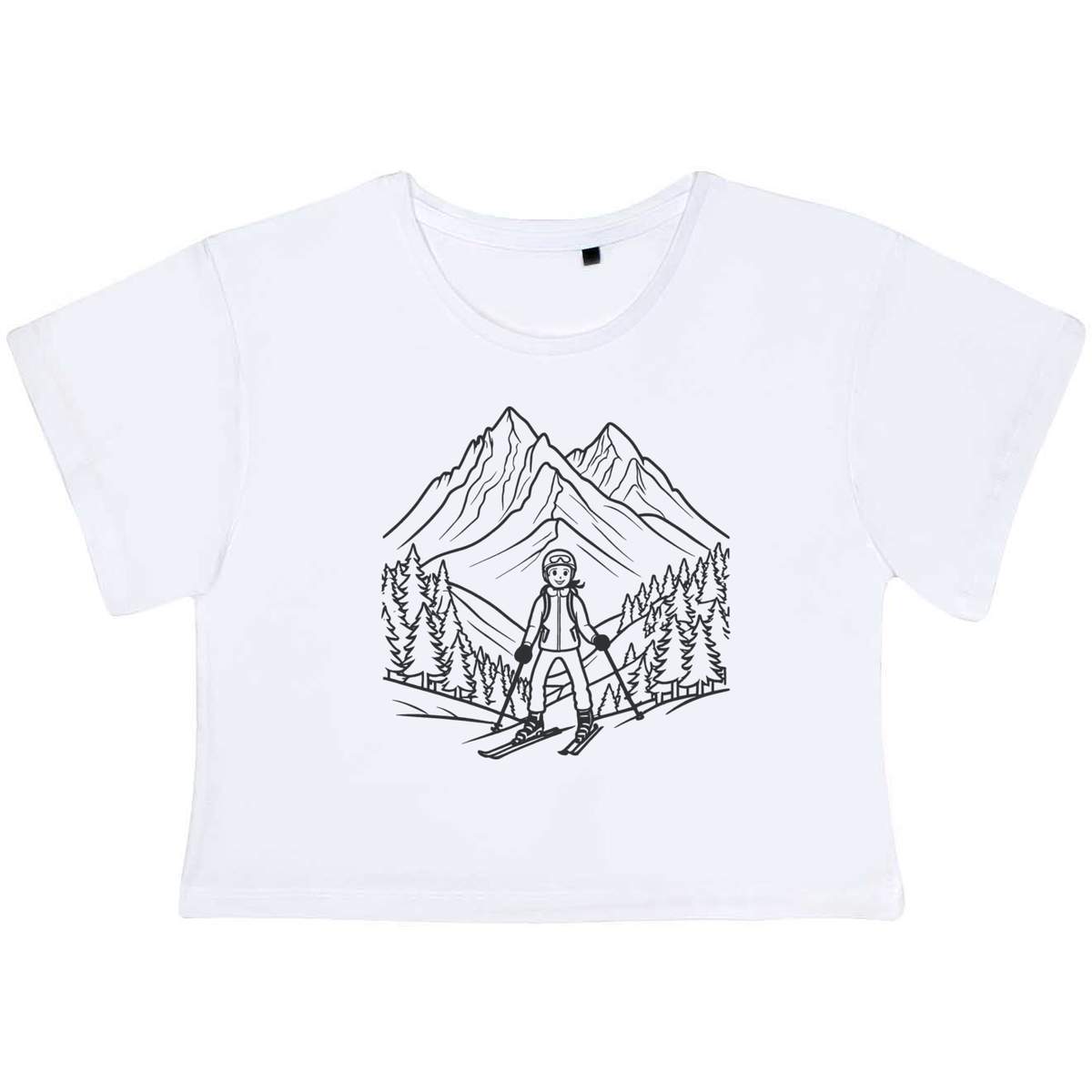 'Mountain Skiing' Women's Cotton Crop Tops (CO050154)