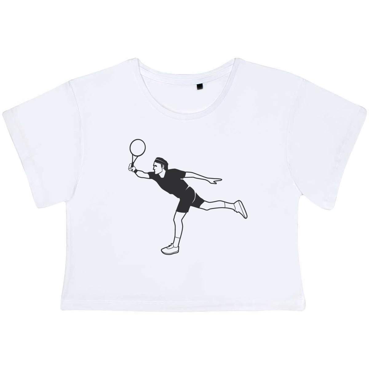 'Man Playing Tennis' Women's Cotton Crop Tops (CO050334)