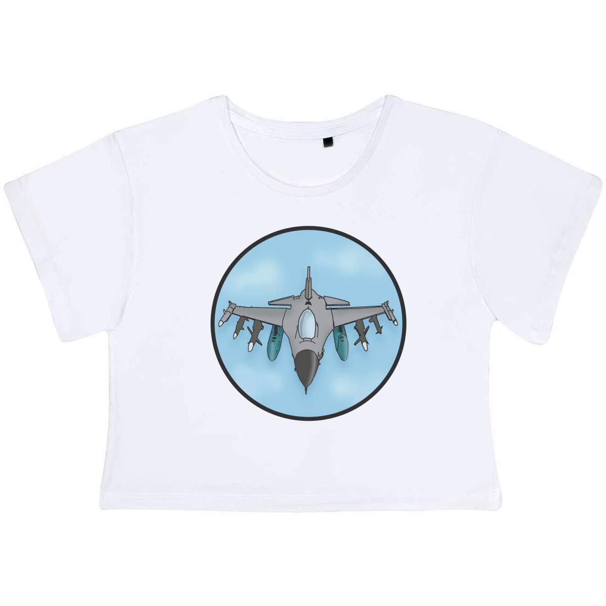 'Flying Jet Fighter' Women's Cotton Crop Tops (CO050697)
