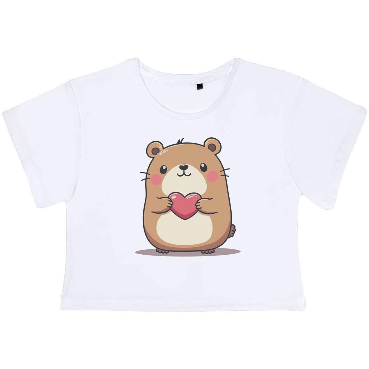 'Cute Hamster with Heart' Women's Cotton Crop Tops (CO051199)