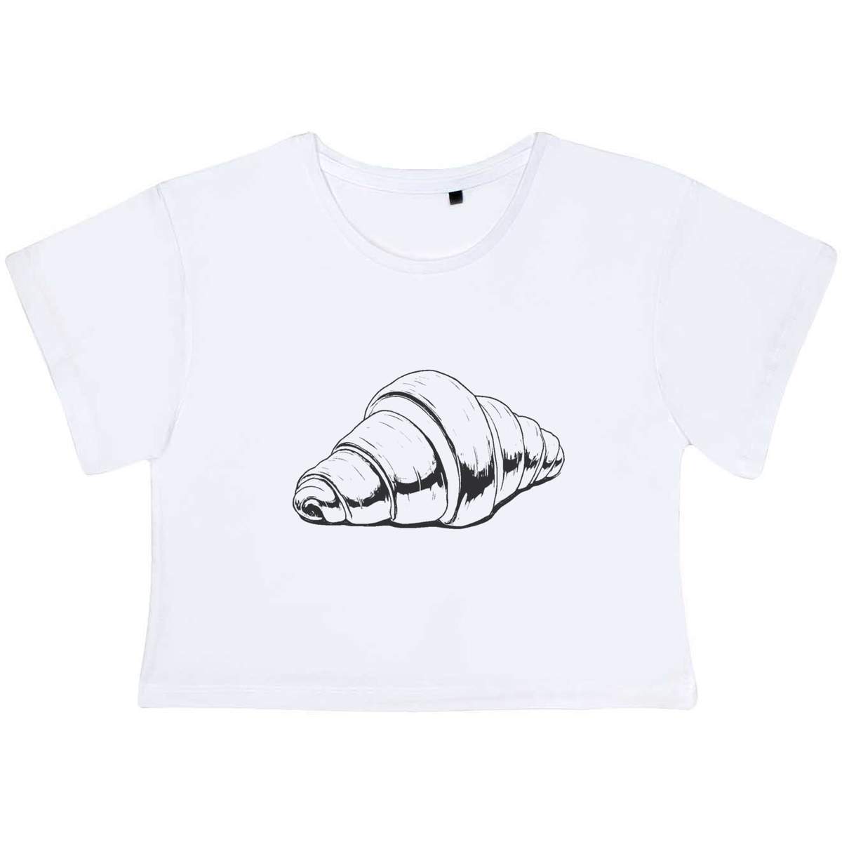 'Single Croissant' Women's Cotton Crop Tops (CO051210)