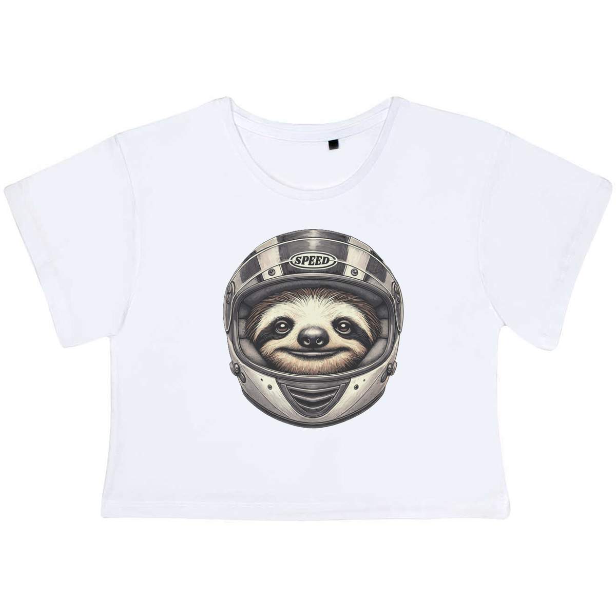 'Sloth Racing Driver' Women's Cotton Crop Tops (CO051695)