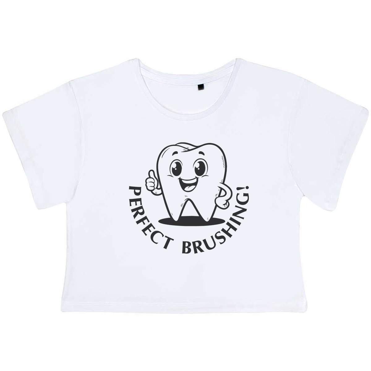 'Happy Tooth-Perfect Brushing' Women's Cotton Crop Tops (CO052682)