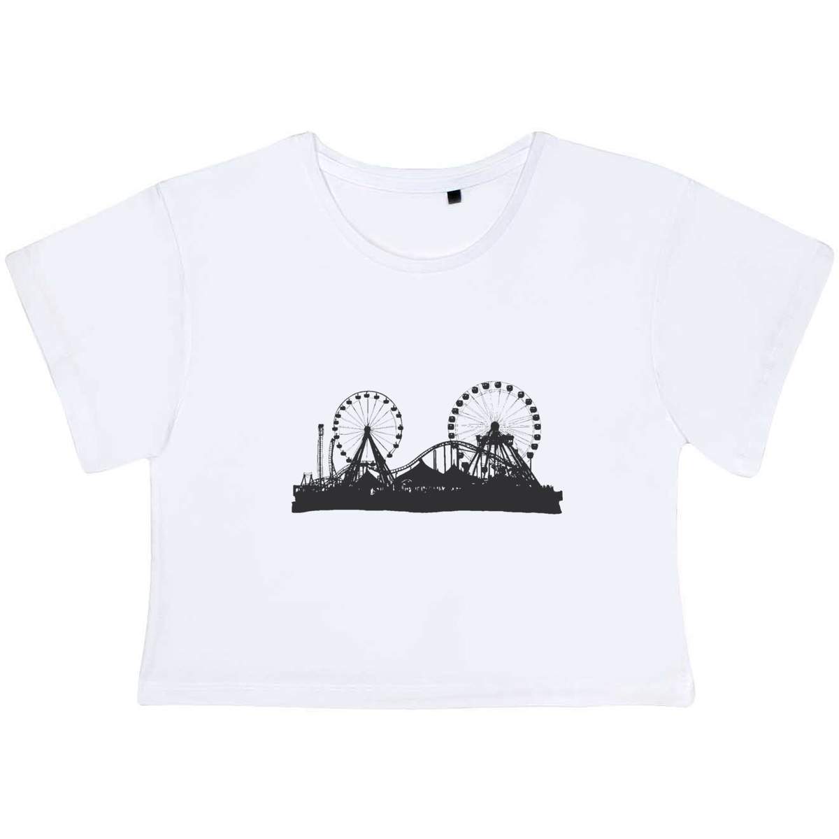 'Carnival Rides Silhouette ' Women's Cotton Crop Tops (CO052769)