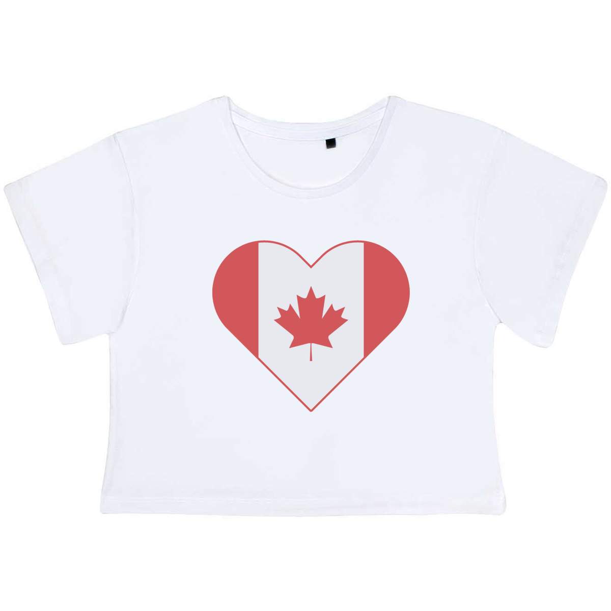 'Canada Flag Love Heart' Women's Cotton Crop Tops (CO053044)