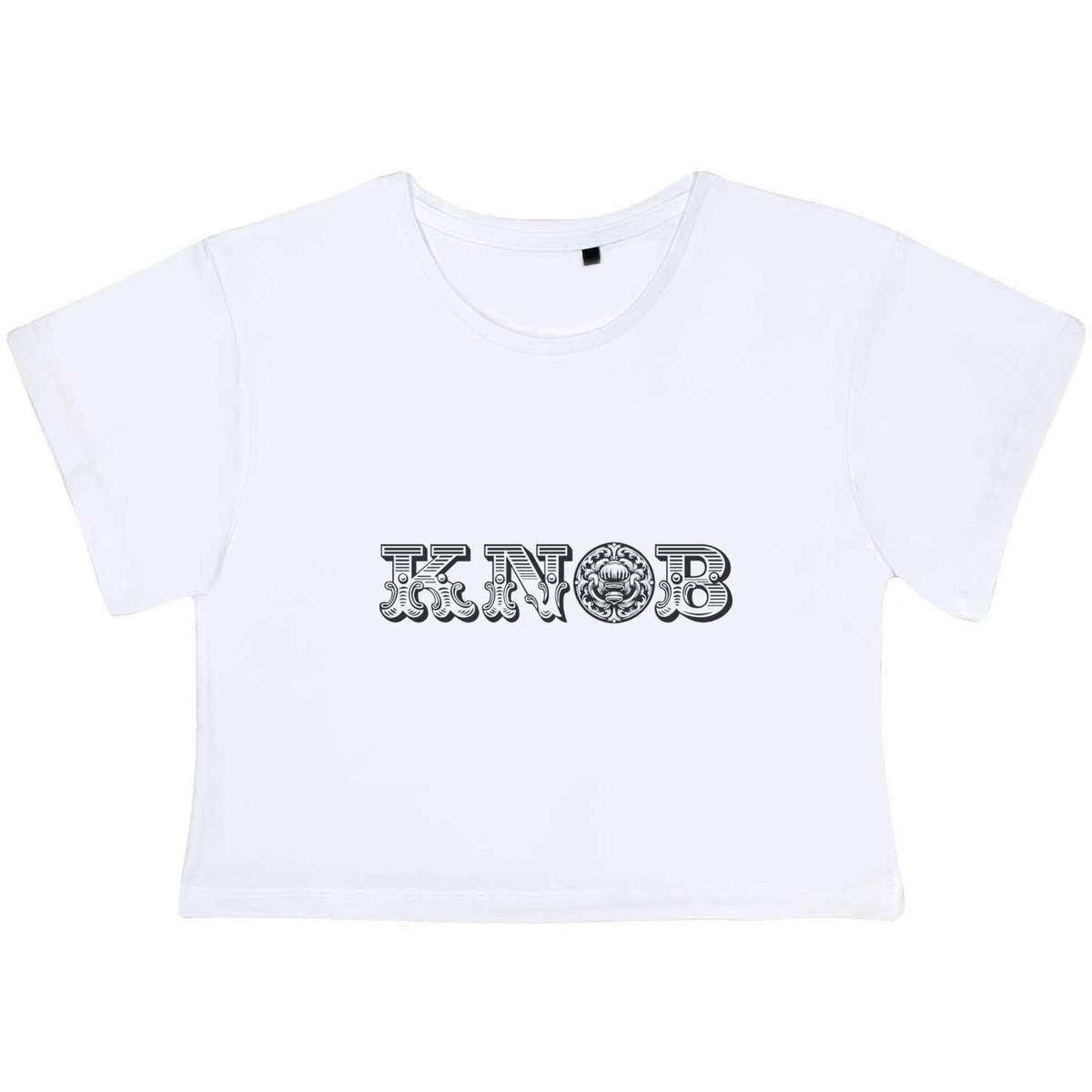 'Ornate Door Knob Typography' Women's Cotton Crop Tops (CO053164)