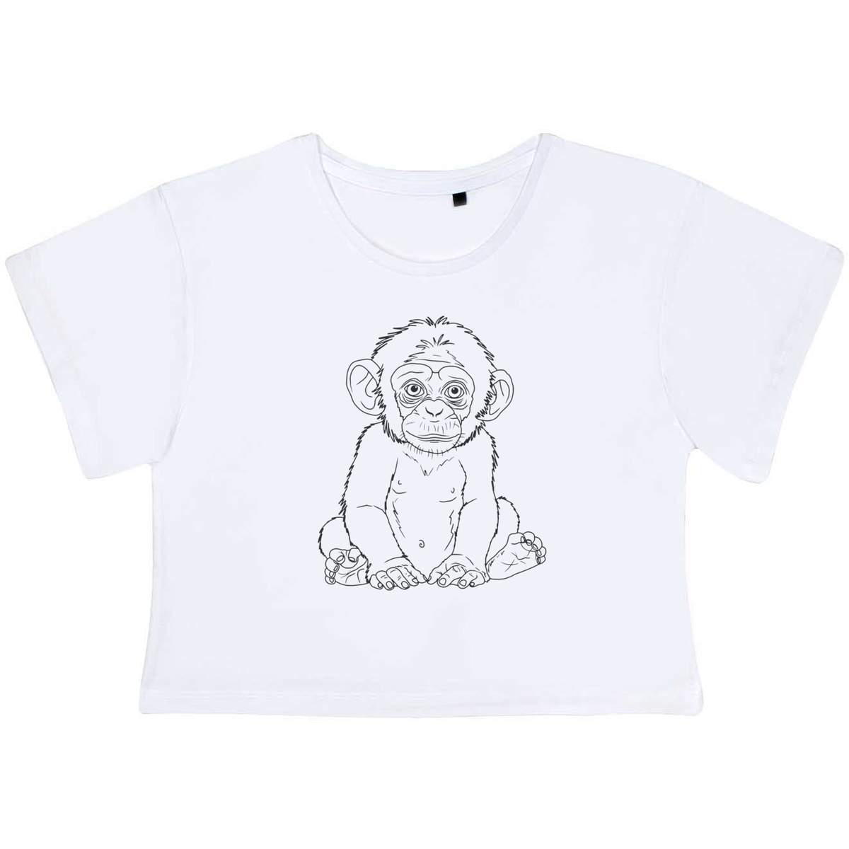 'Charming Baby Monkey' Women's Cotton Crop Tops (CO053212)