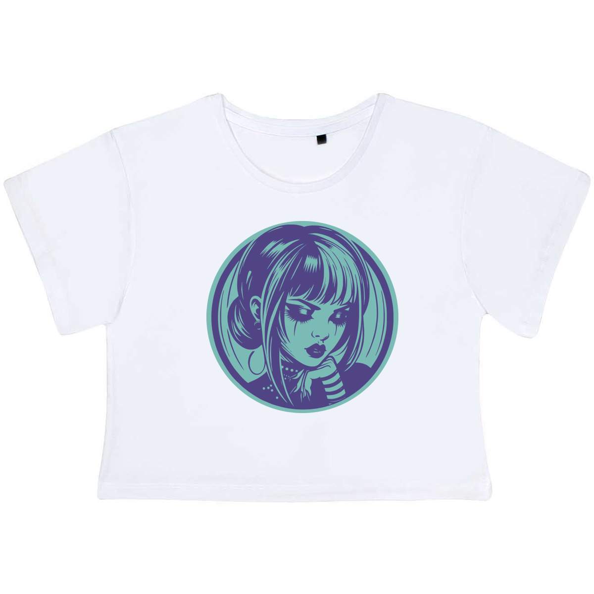 'Goth Girl Portrait' Women's Cotton Crop Tops (CO053380)