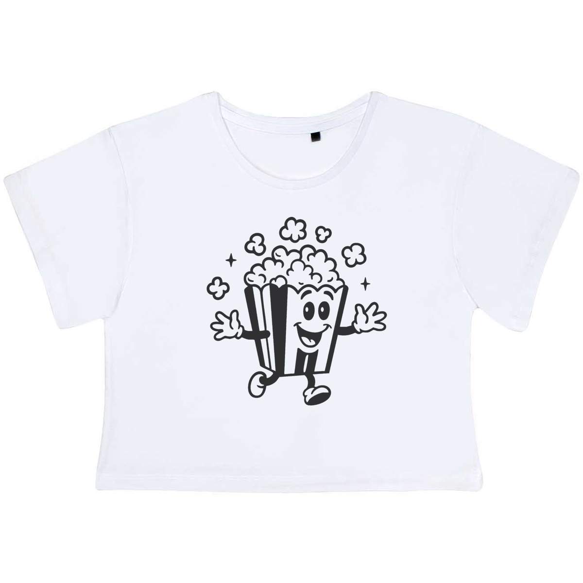 'Happy Popcorn' Women's Cotton Crop Tops (CO054062)