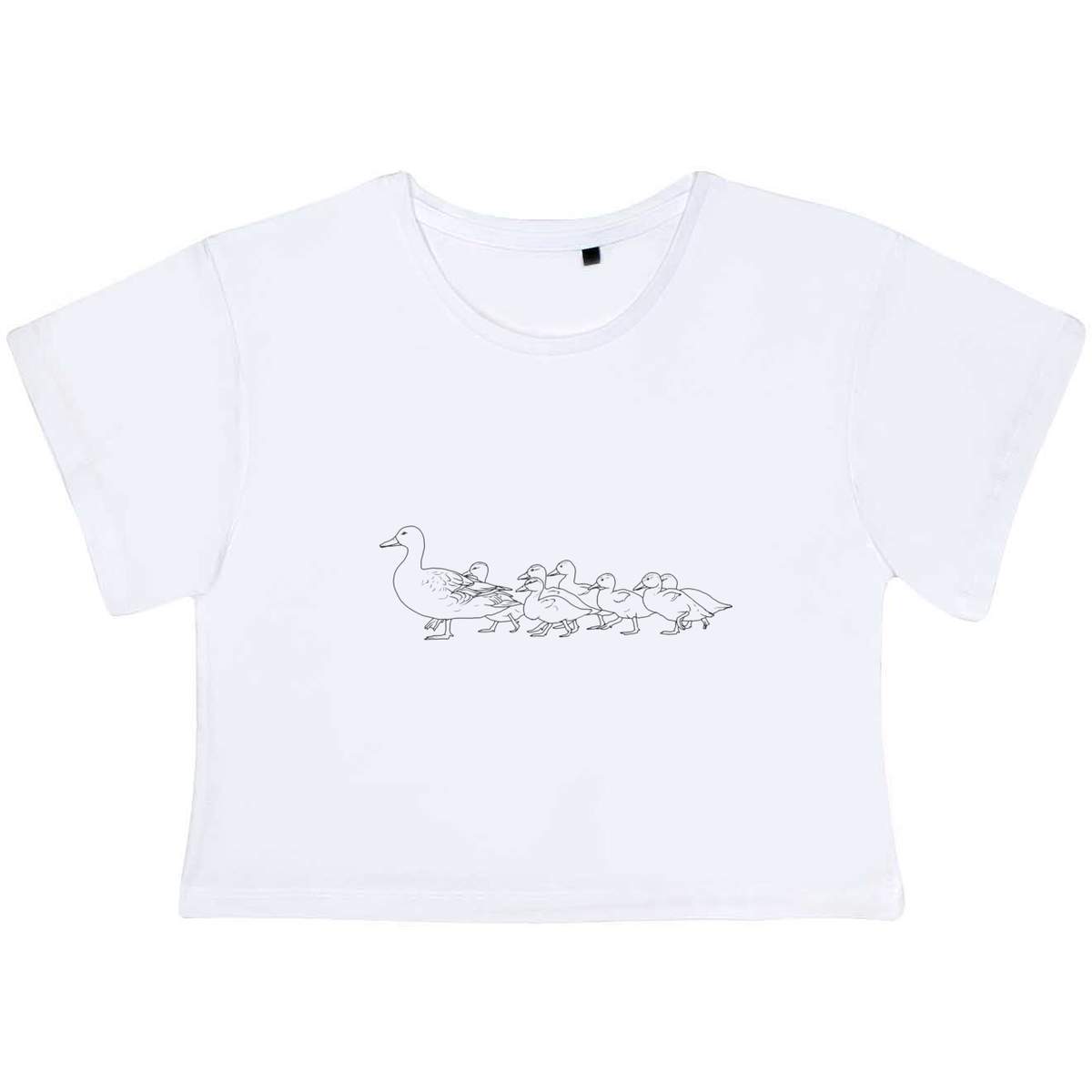 'Duck Family Following' Women's Cotton Crop Tops (CO054675)