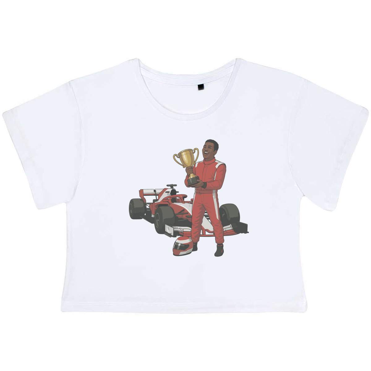 'Racer Celebrating Victory' Women's Cotton Crop Tops (CO055332)