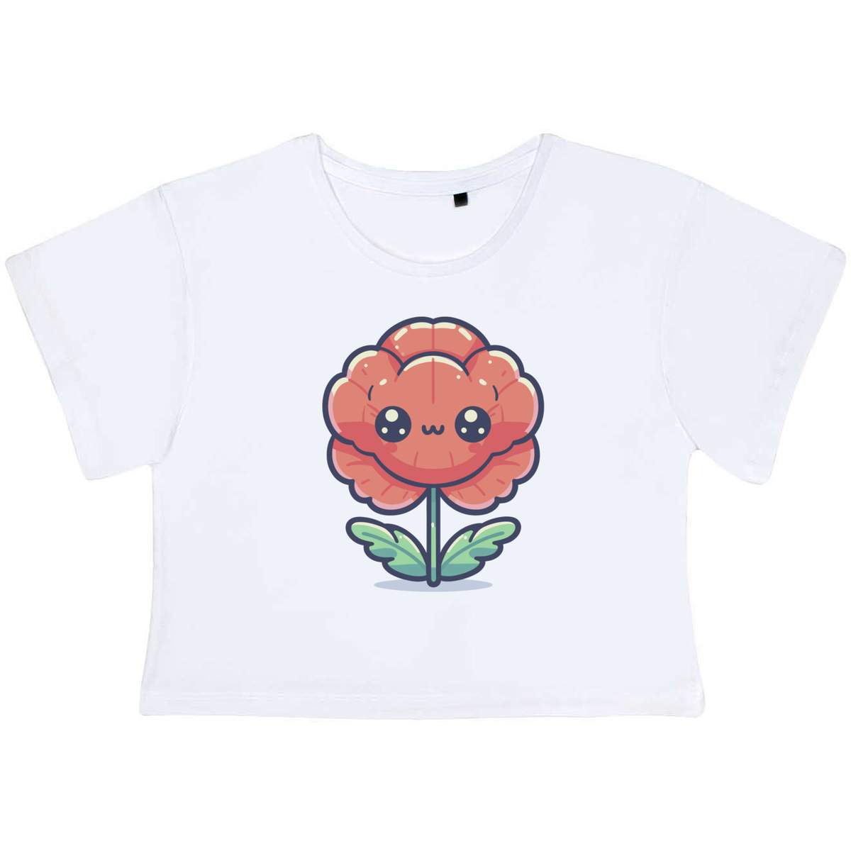 'Cute Poppy Flower' Women's Cotton Crop Tops (CO055933)