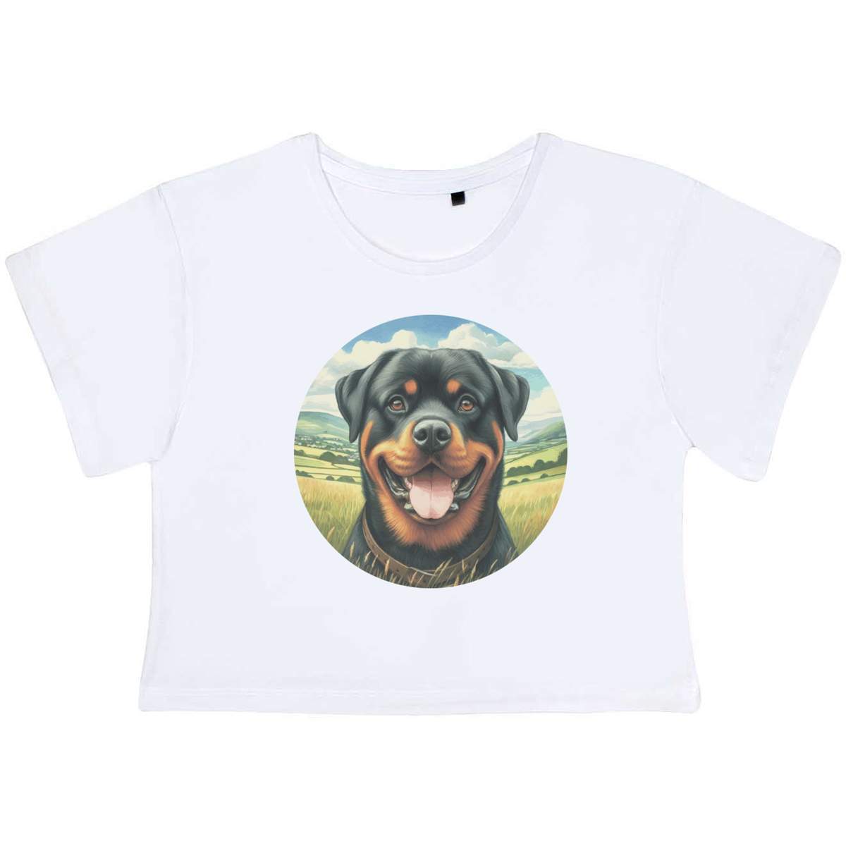 'Happy Rottweiler Portrait' Women's Cotton Crop Tops (CO055960)