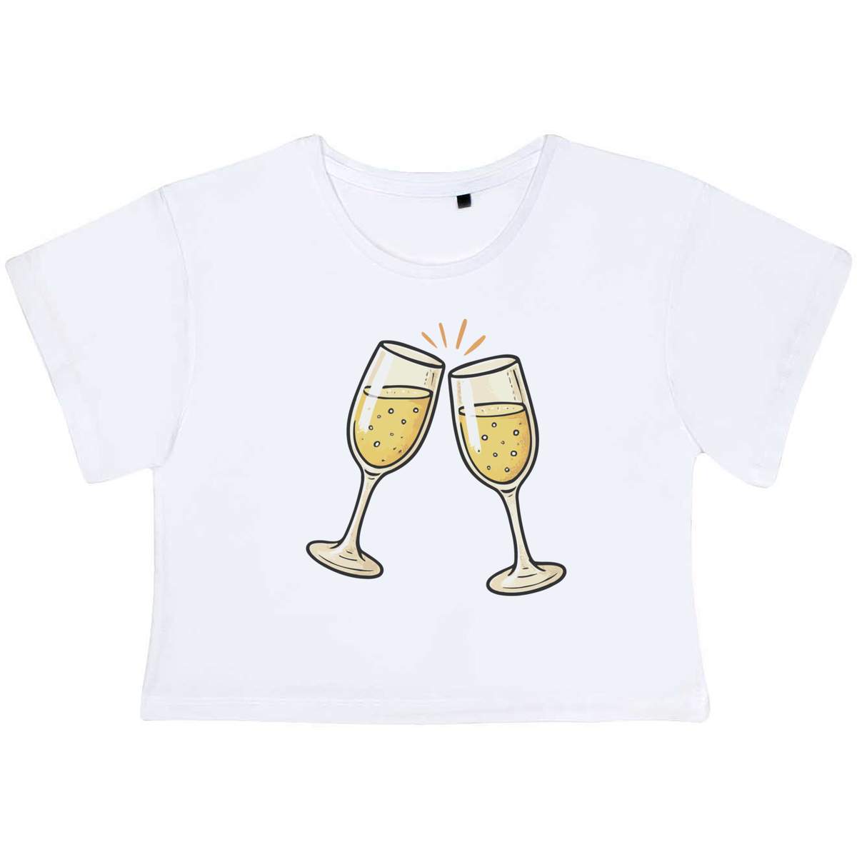 'Clinking Celebration Glasses' Women's Cotton Crop Tops (CO056042)