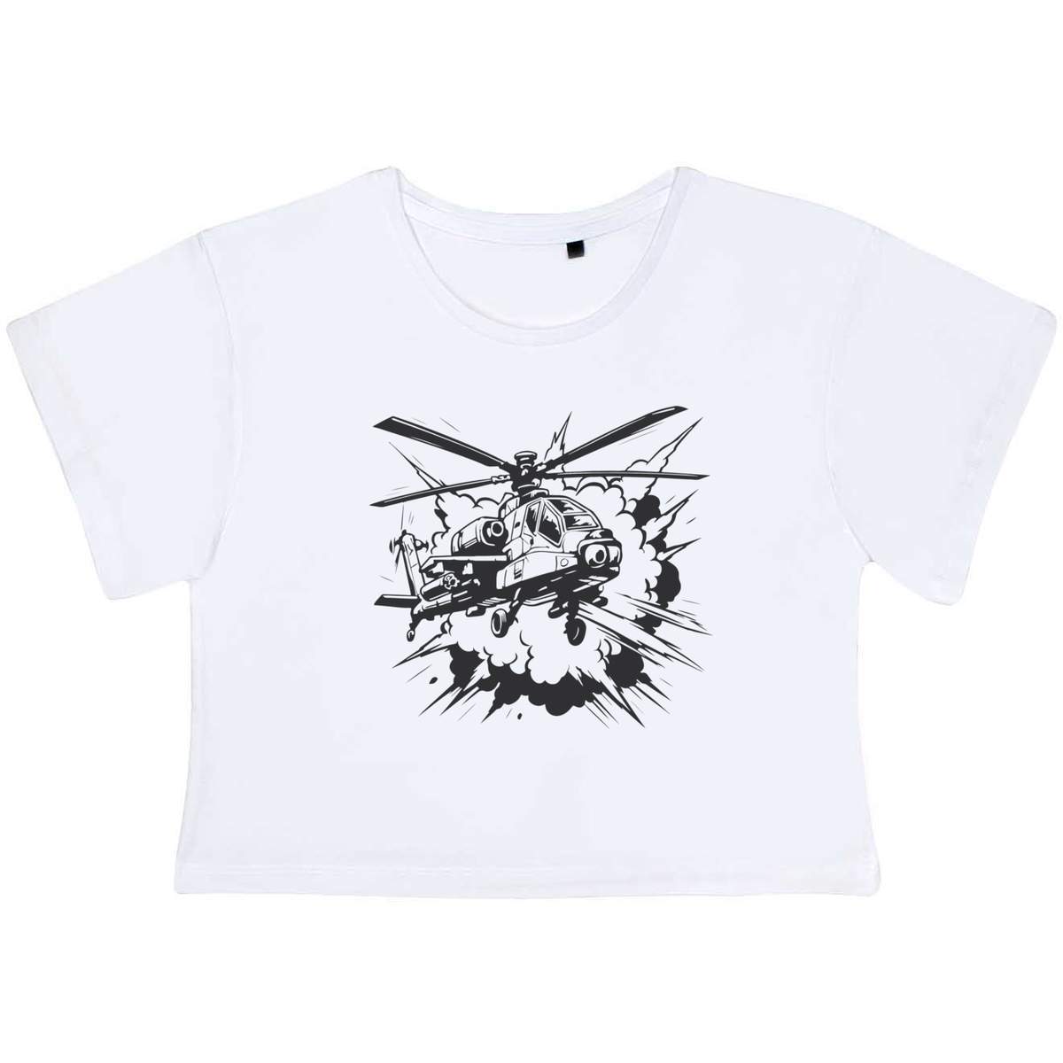 'Flight Combat Action' Women's Cotton Crop Tops (CO056402)