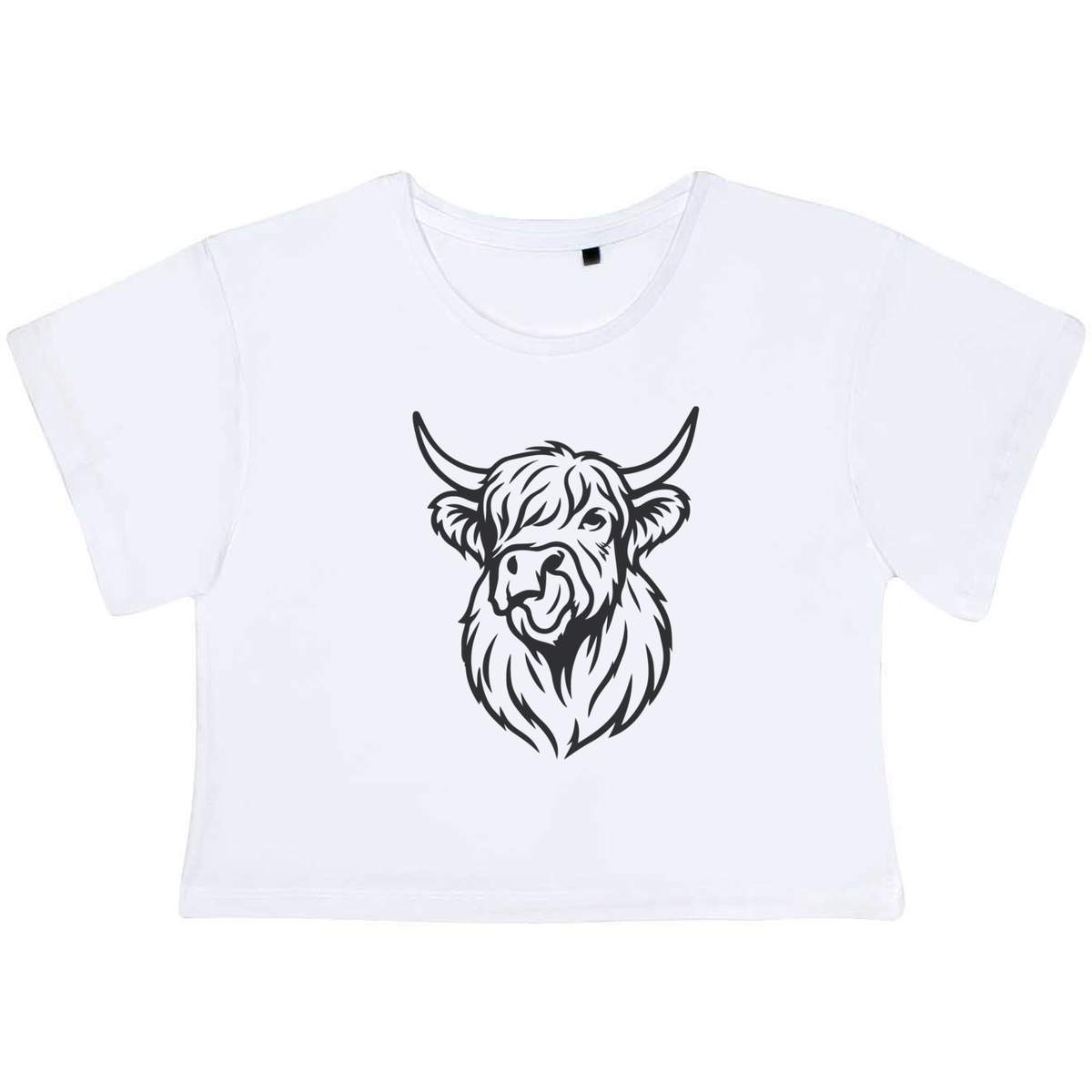 'Highland Cow With Its Tongue Out' Women's Cotton Crop Tops (CO056760)