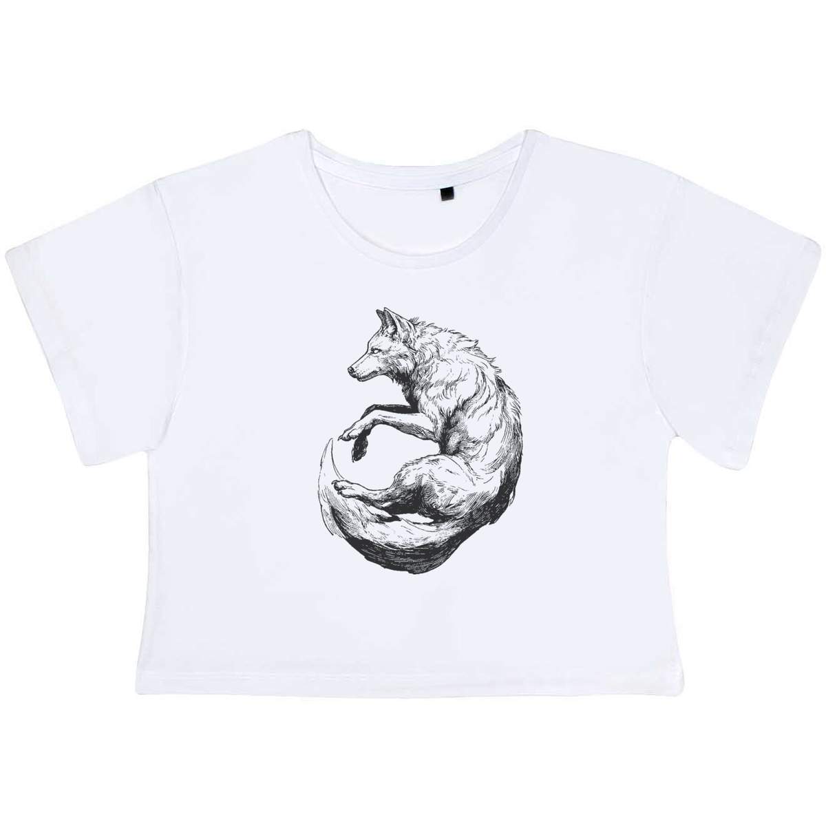 'Spirit Wolf' Women's Cotton Crop Tops (CO057142)