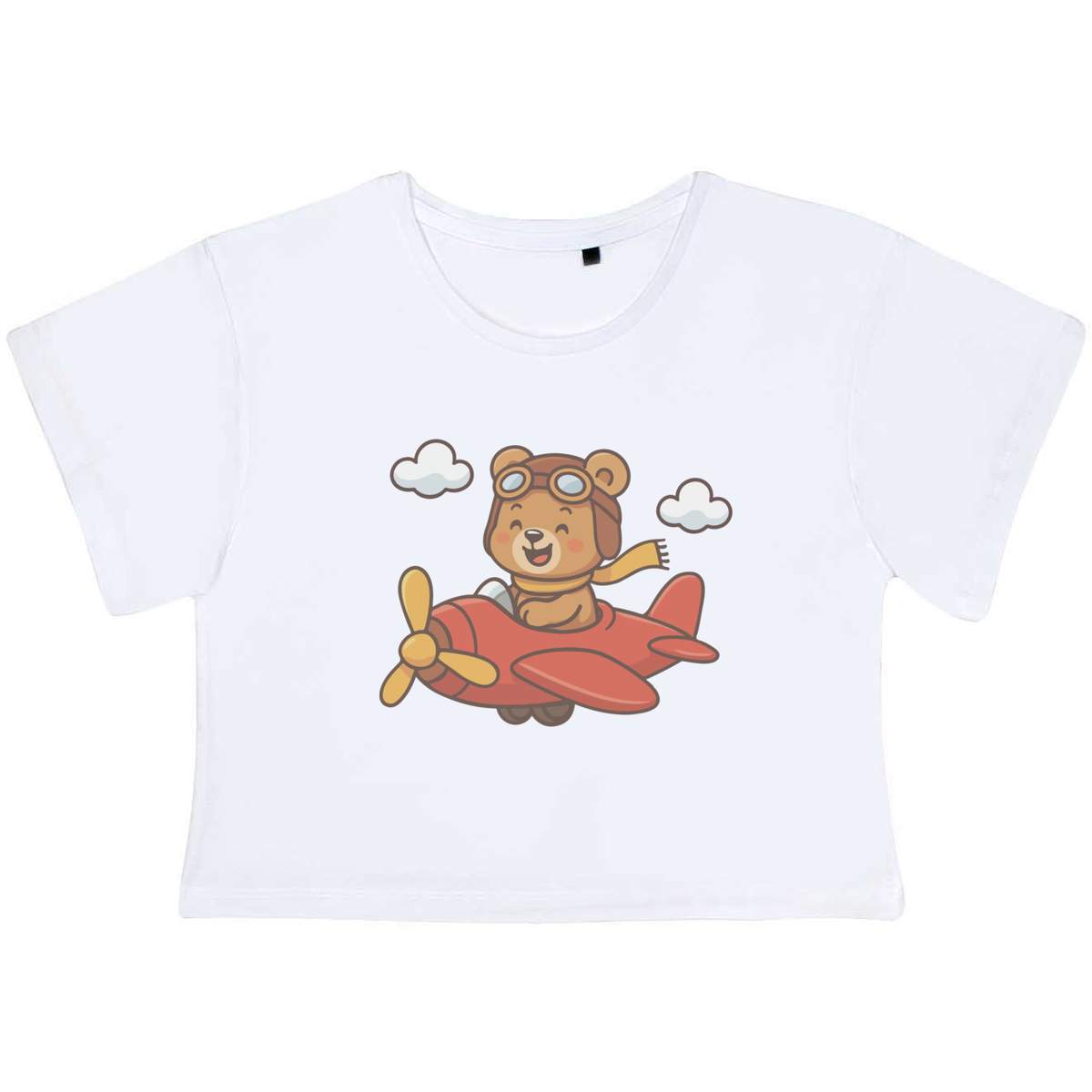 'Teddy Bear Pilot' Women's Cotton Crop Tops (CO057361)
