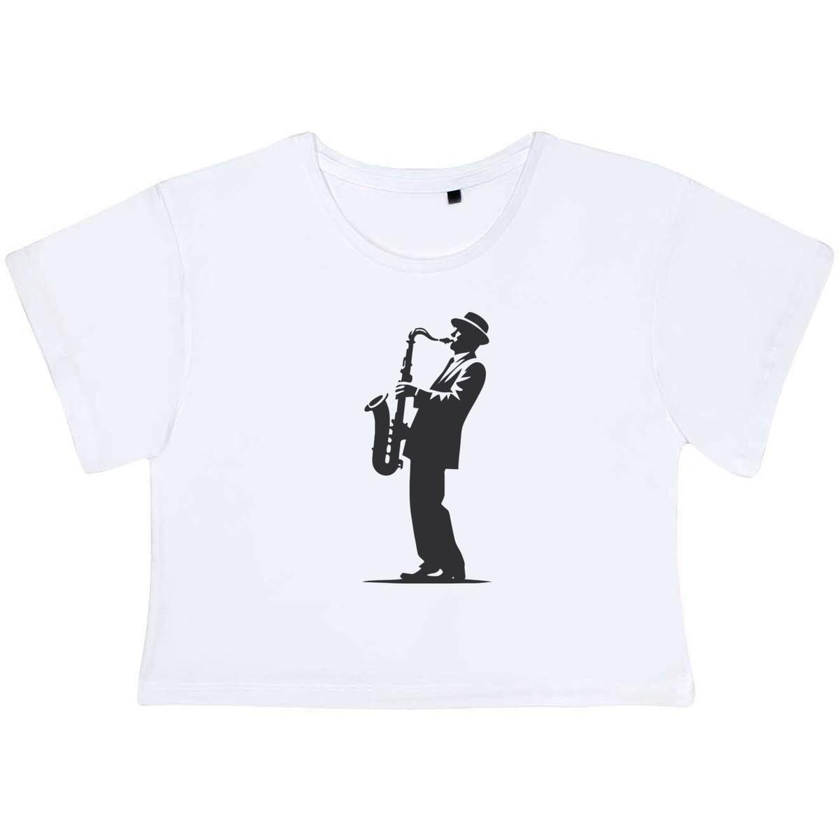 'Saxophone Player' Women's Cotton Crop Tops (CO057381)