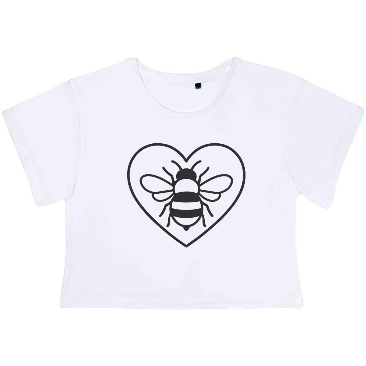 'Heart Bee' Women's Cotton Crop Tops (CO057439)