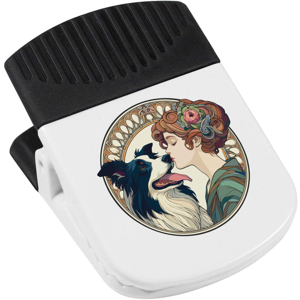 'Girl With Border Collie' Magnetic Clip (CP00044398)