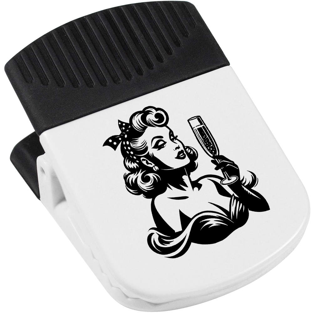 'Girl Drinking Champagne' Magnetic Clip (CP00047123)
