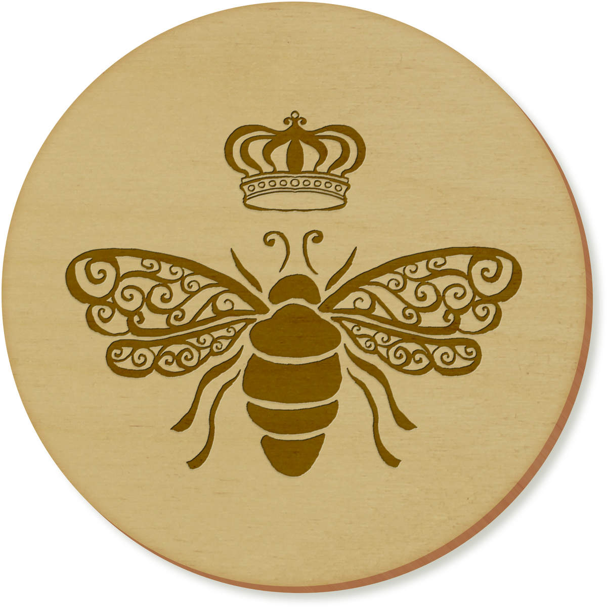 'Queen Bee' Coaster / Drinks Mat Set - Bee with Crown Royal Swirls Design - For Mugs, Glasses, Tables and Gifts (CR009849)