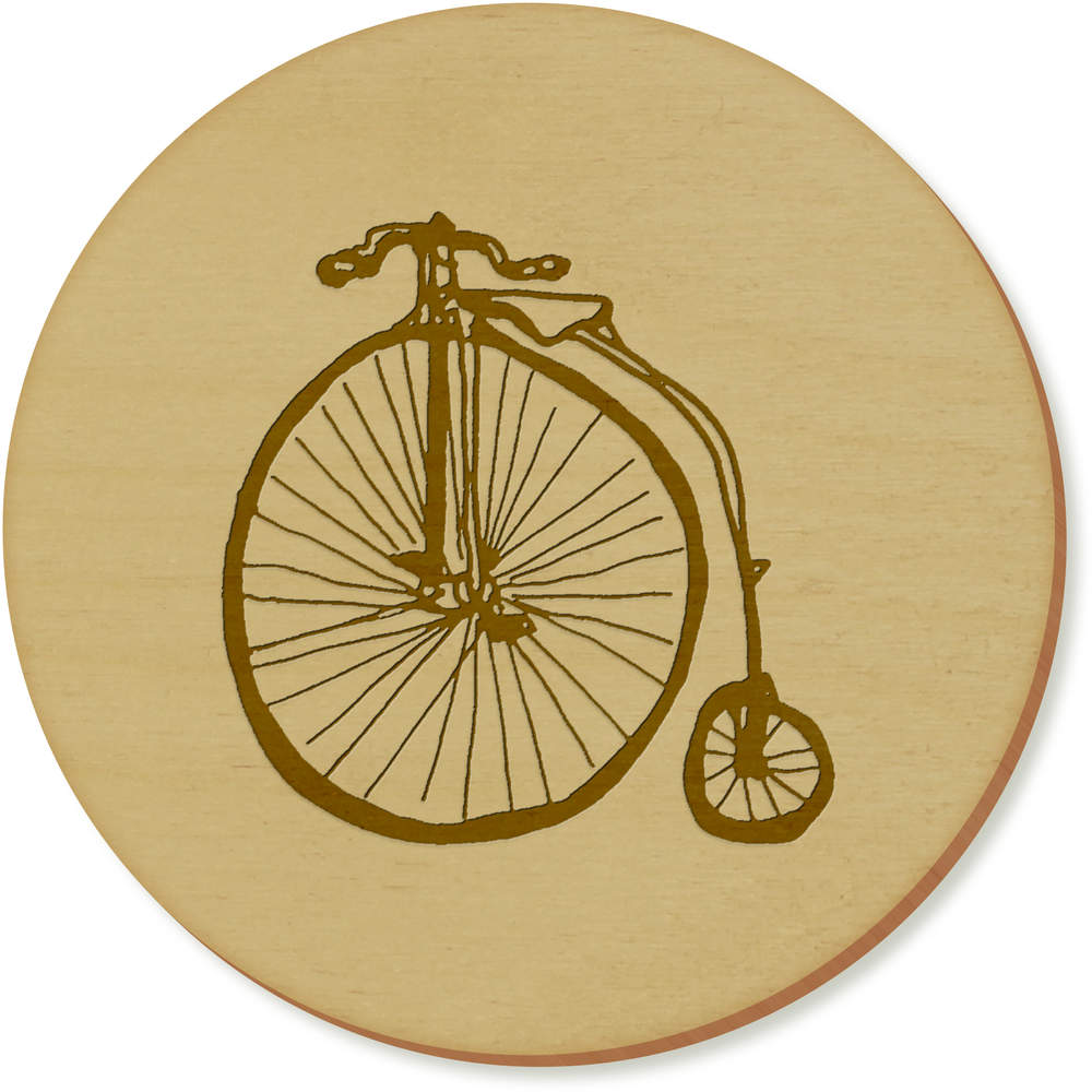 6 x 'Penny Farthing' 95mm Round Wooden Coasters (CR00135345)